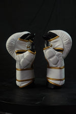 Load image into Gallery viewer, White &amp; Gold MMA Sparring Gloves
