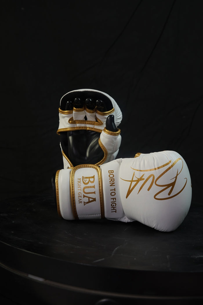 White & Gold MMA Sparring Gloves